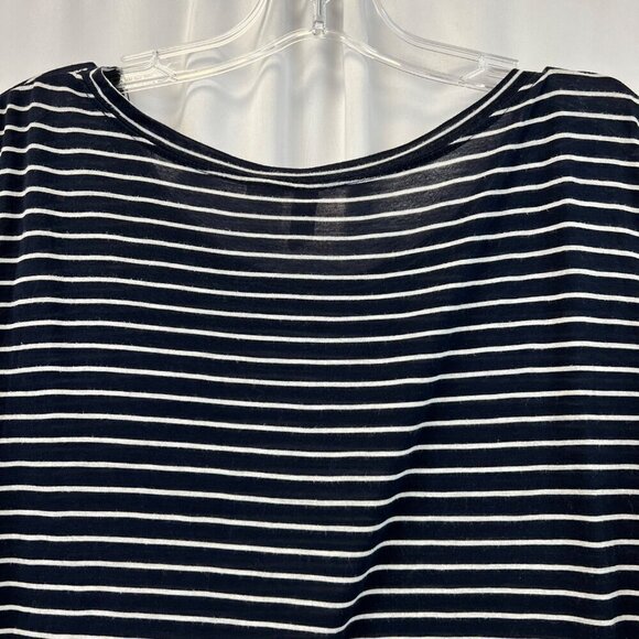 H&M Womens Short Sleeve Round Neck Navy/White Striped Shift Dress S - Picture 6 of 8